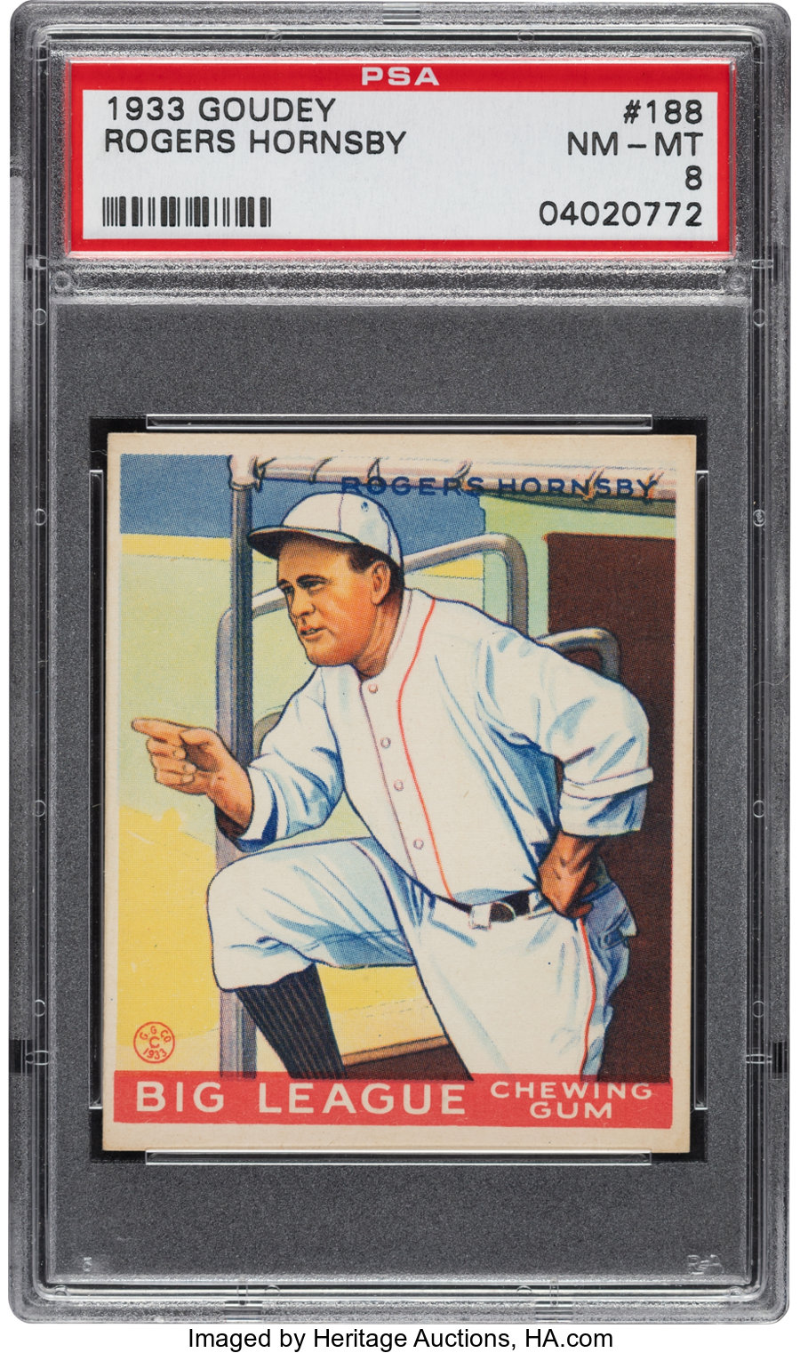 1933 Goudey Rogers Hornsby #188 PSA NM-MT 8