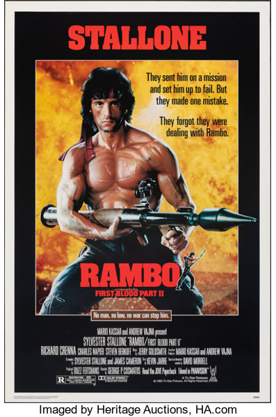 Rambo First Blood Part Ii Tri Star 1985 Rolled Very Fine One Lot Heritage Auctions