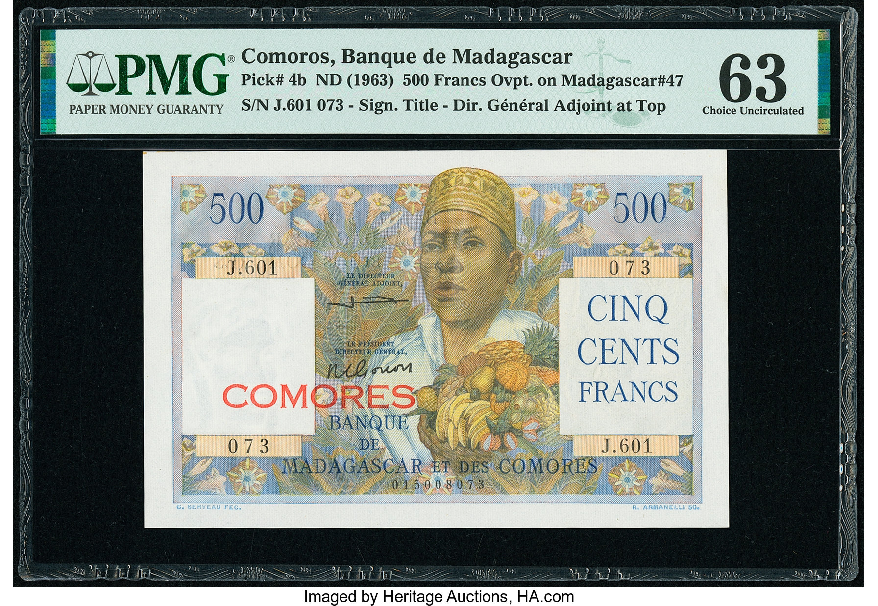 Comoros Banque de Madagascar et des Comores 500 Francs ND (1963