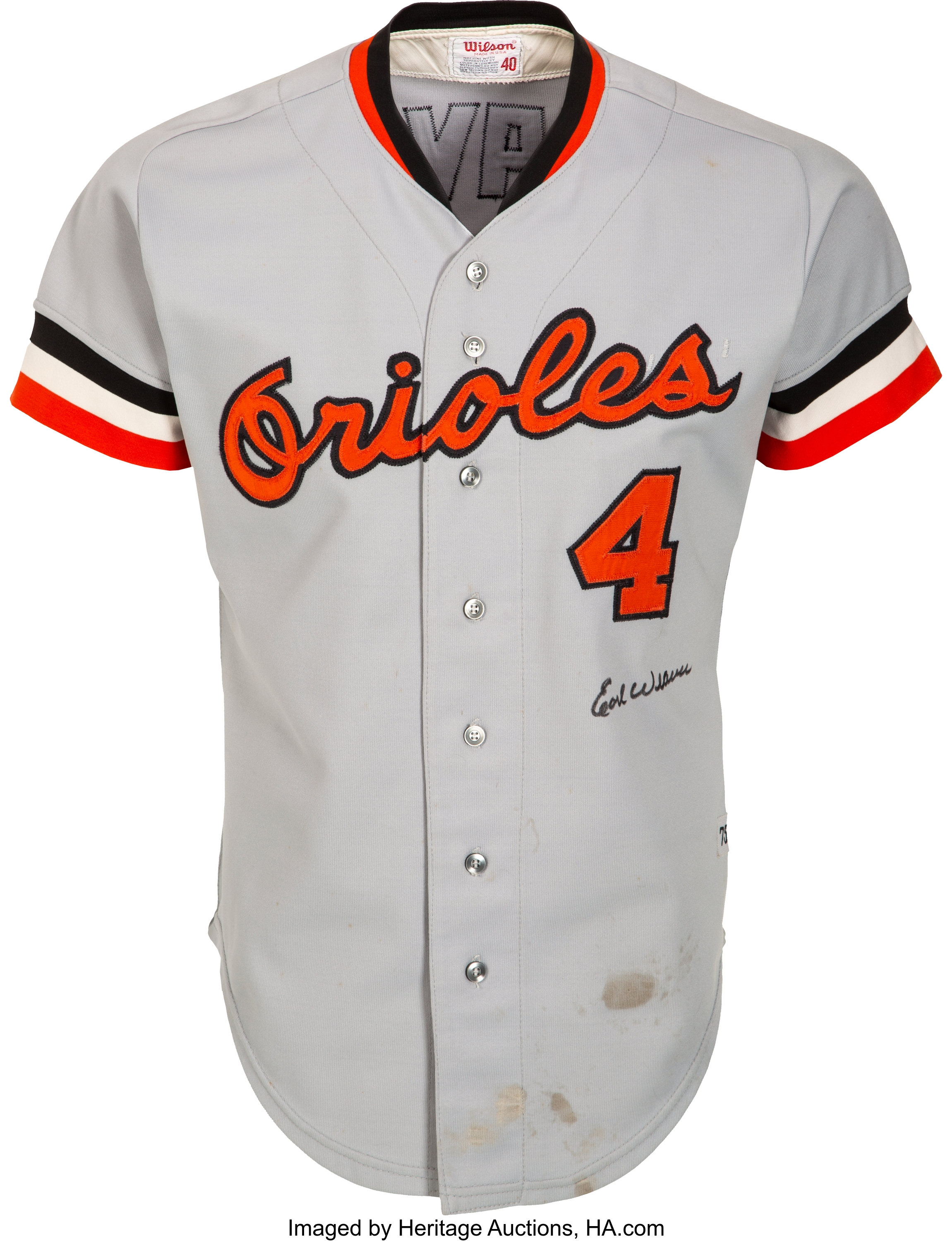 1975 Earl Weaver Game Worn & Signed Baltimore Orioles Jersey with, Lot  #80546