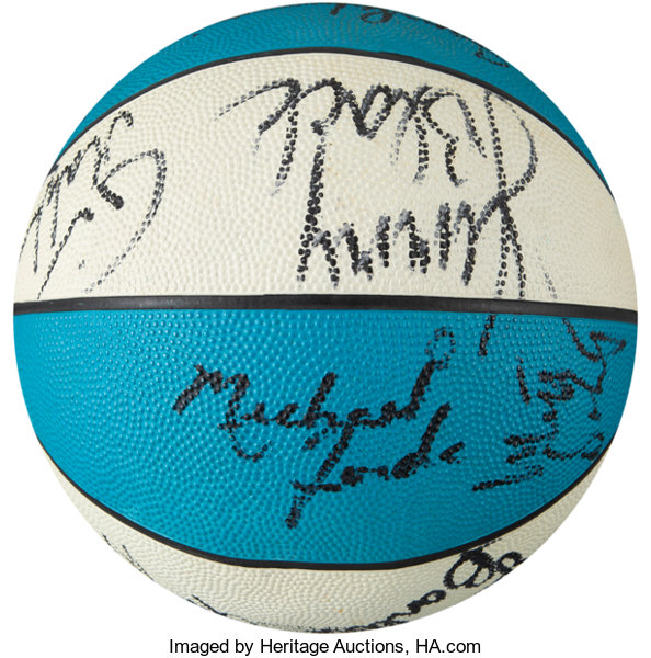 1981 82 University of North Carolina Team Signed Basketball with Lot 53226 Heritage Auctions