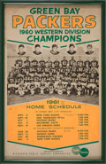 1961 Green Bay Packers Promotional Schedule Broadside Signed by