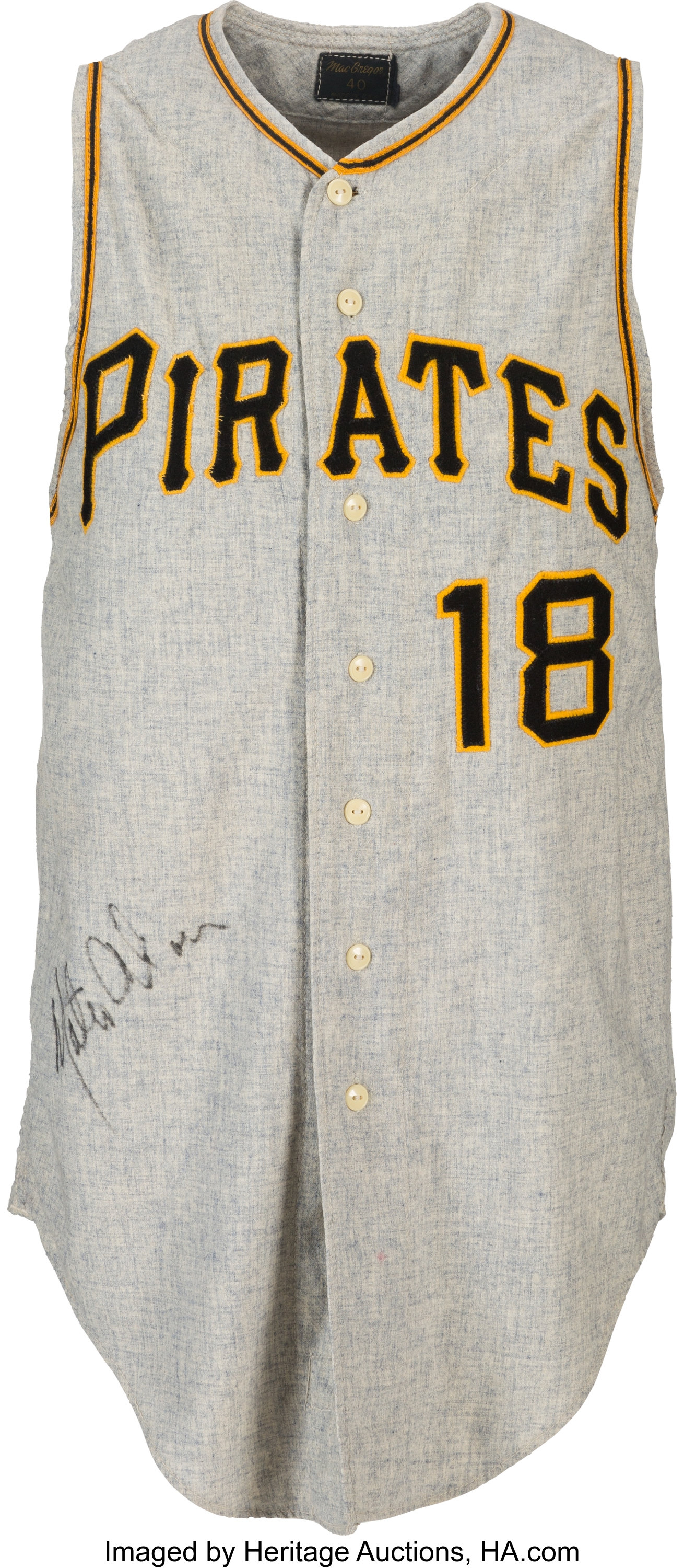 1968 Matty Alou Game Worn Pittsburgh Pirates Jersey. Baseball