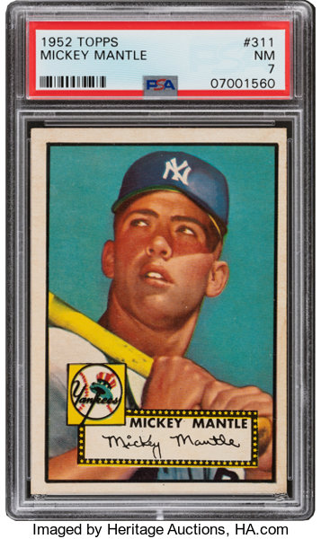 1952 Topps Mickey Mantle #311 PSA NM 7. Baseball Cards Singles, Lot  #53840