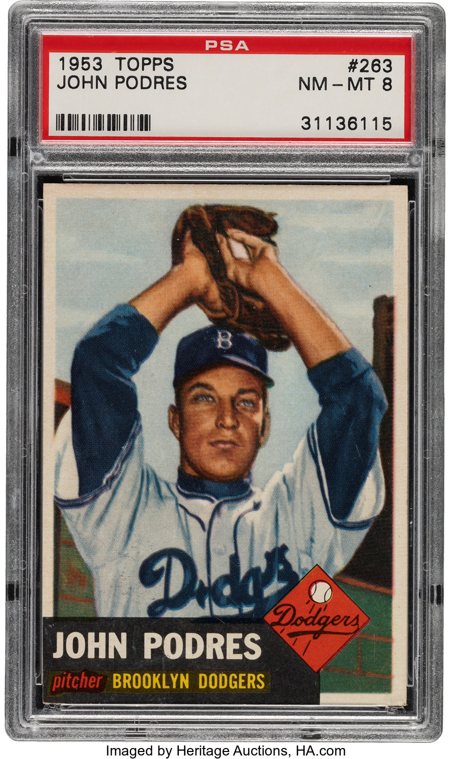 1953 Topps Johnny Podres #263 PSA NM-MT 8 - Only Three Higher