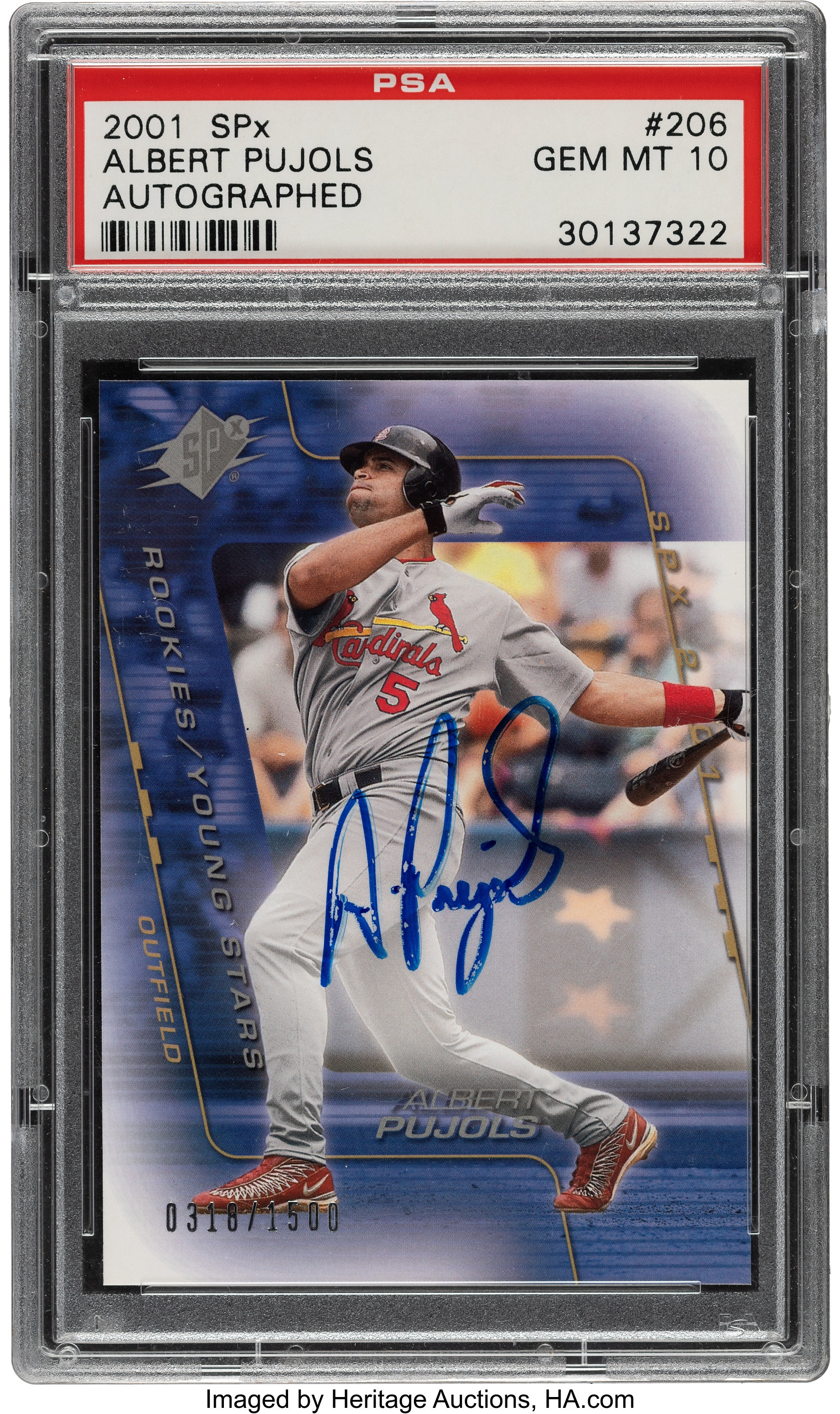 Albert Pujols Autographed 2001 Topps Stars Rookie Card #198 St