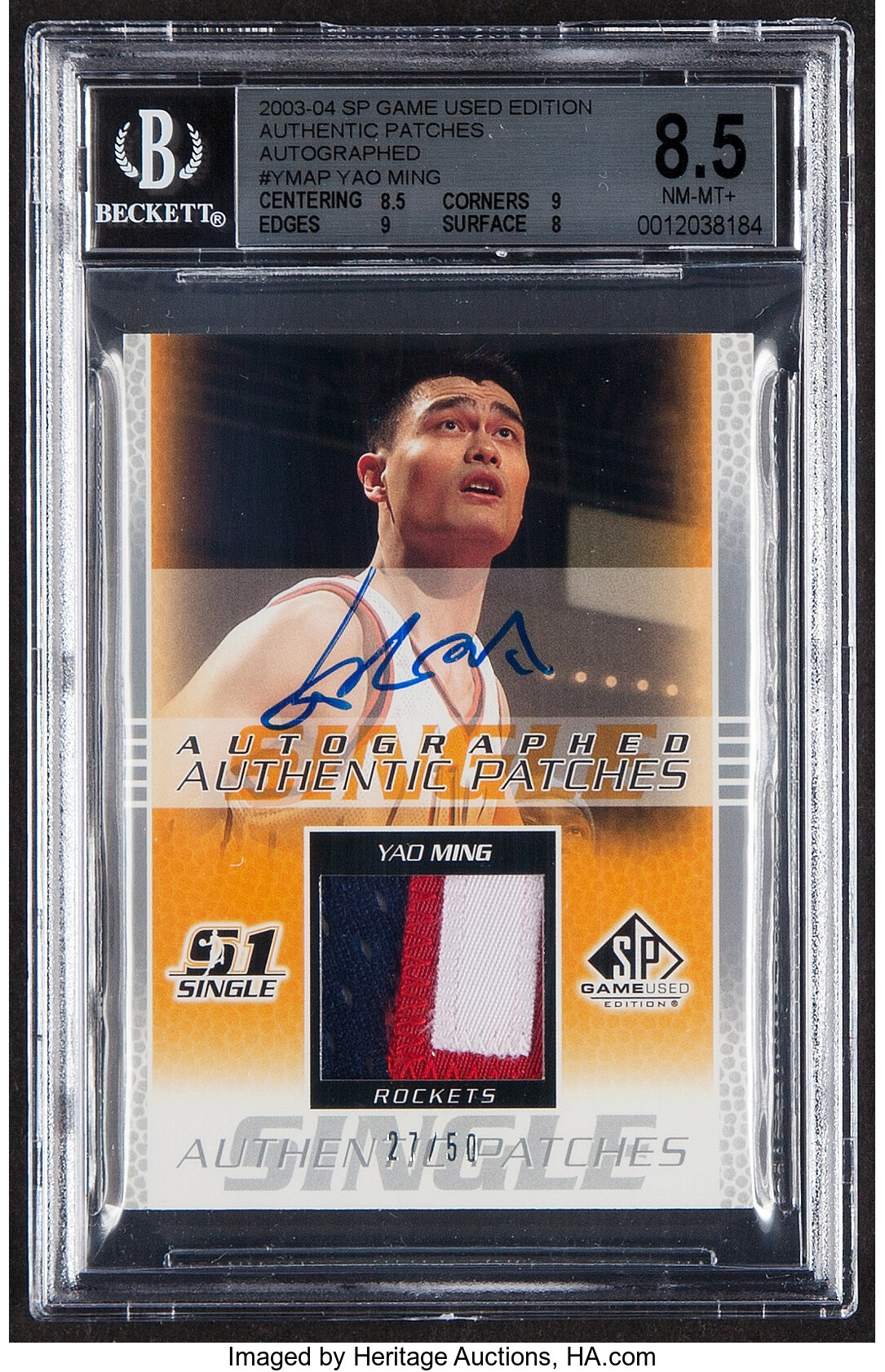 2003-04 Exquisite Collection Yao Ming (Patches Autographs) #YM BGS, Lot  #56642