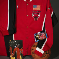 1997-98 Michael Jordan Chicago Bulls Worn Road Warm-Up Jacket (Championship  Season)