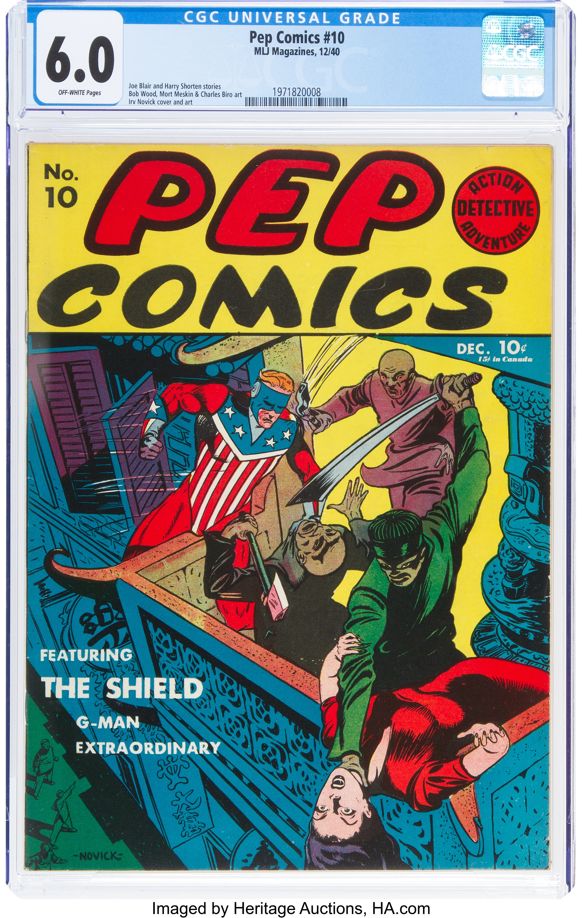 Pep Comics 10 Mlj 1940 Cgc Fn 6 0 Off White Pages Golden Lot Heritage Auctions