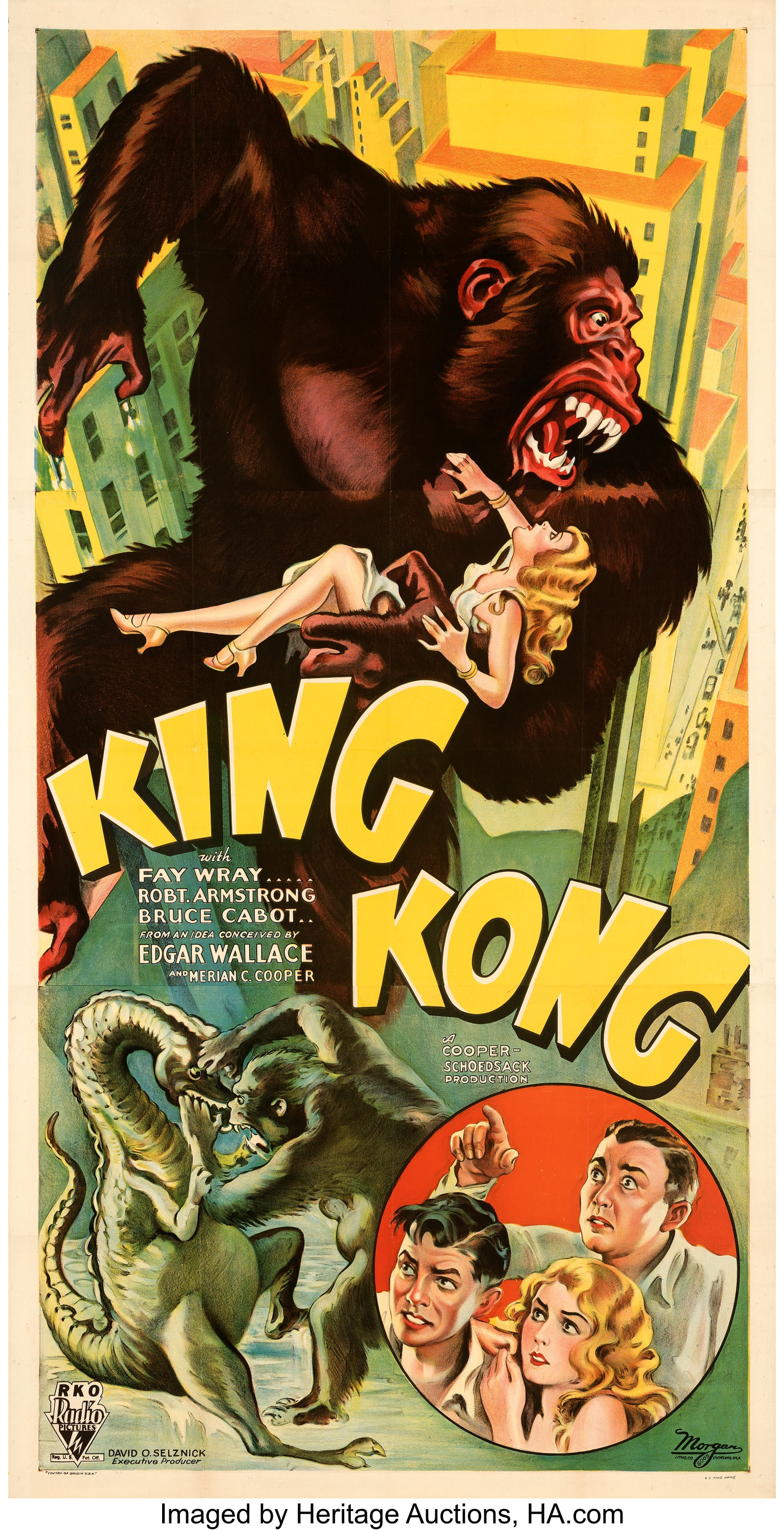 King Kong (RKO, 1933). Very Fine+ on Linen. Three Sheet (41