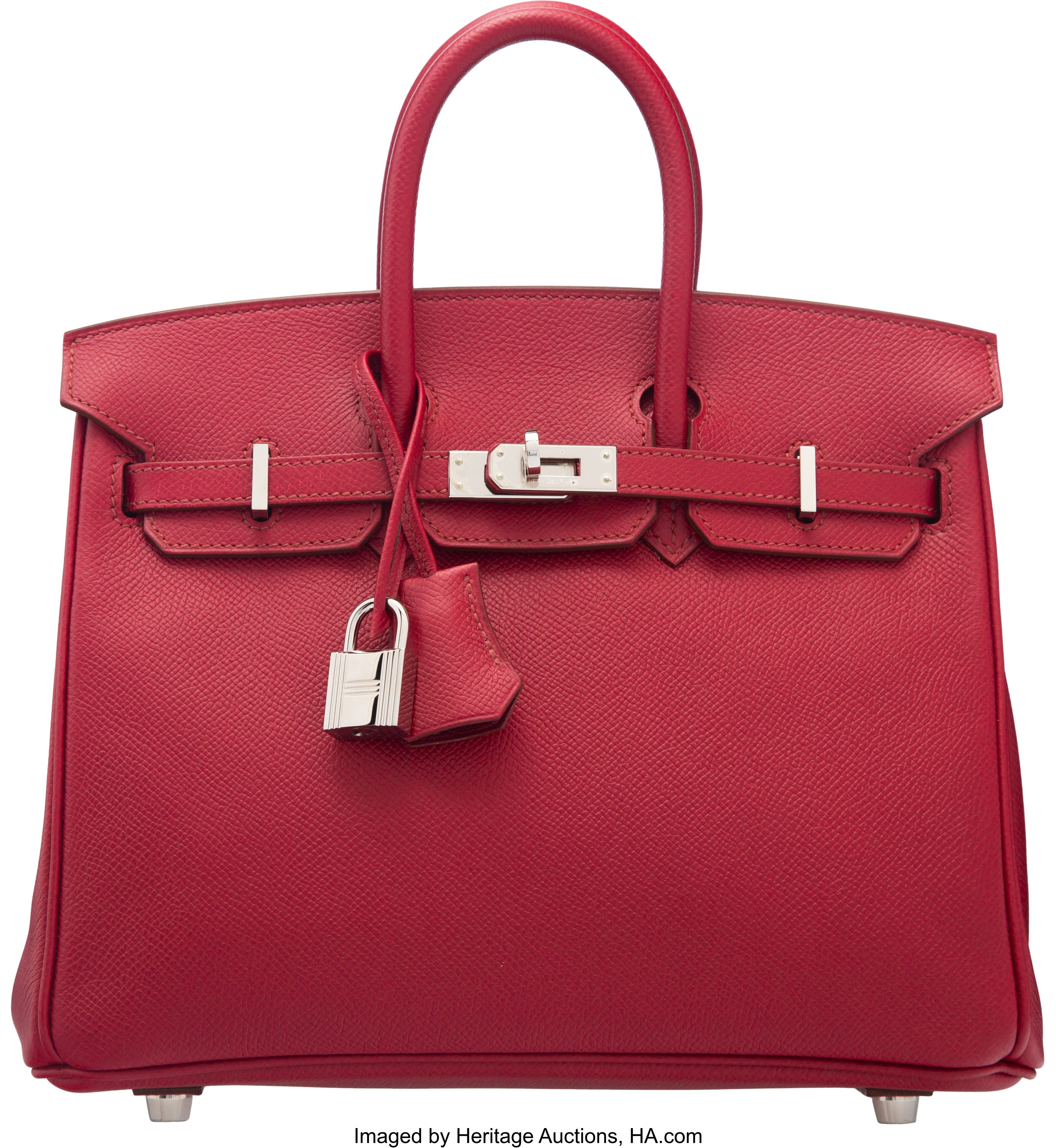 Hermes 25cm Rouge Grenat Epsom Leather Palladium Plated Birkin Bag