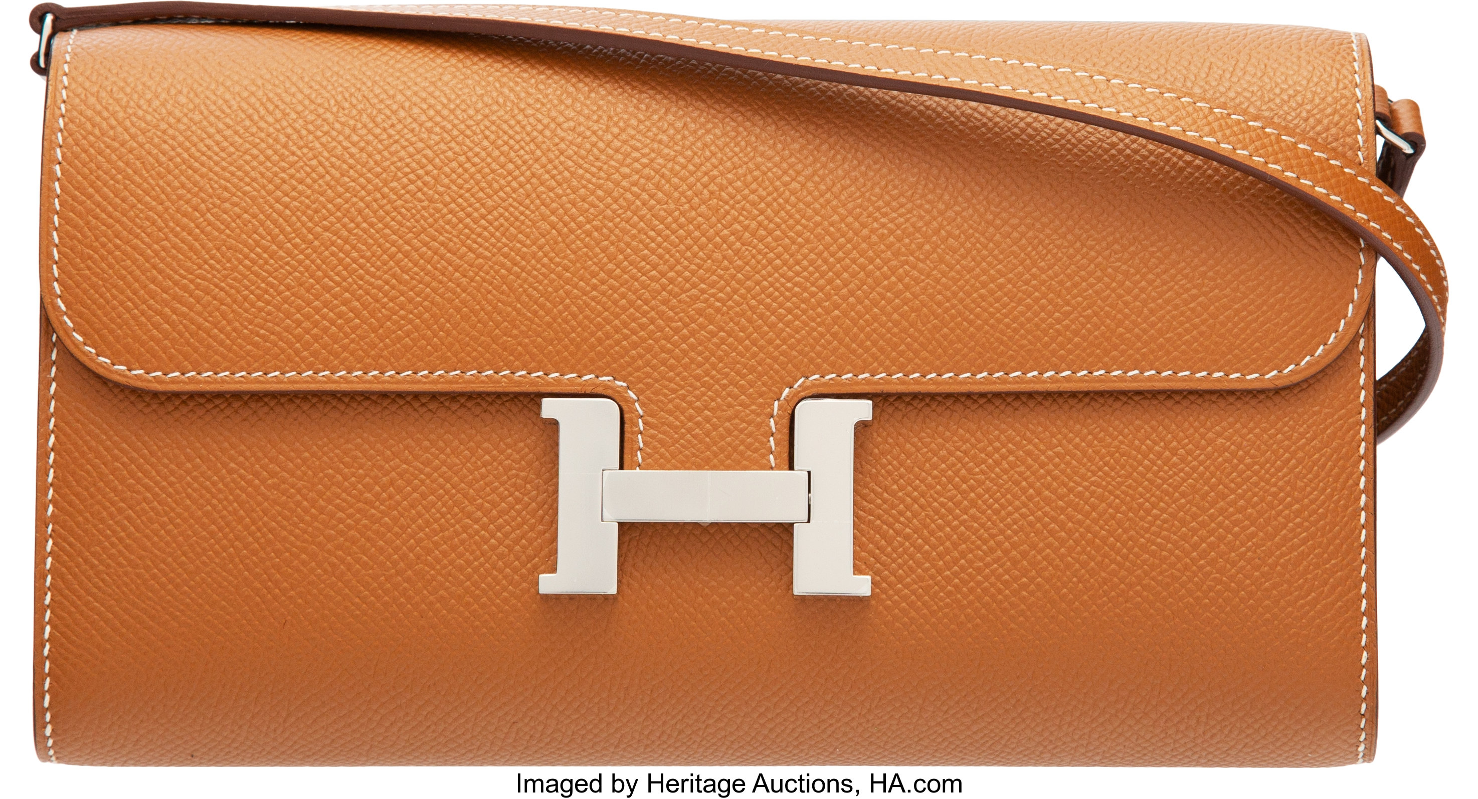 Hermes Constance Compact Wallet Togo Leather Palladium Hardware In Brown