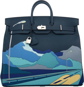 Hermes 35cm Bleu de Prusse Swift Leather Palladium Plated Birkin