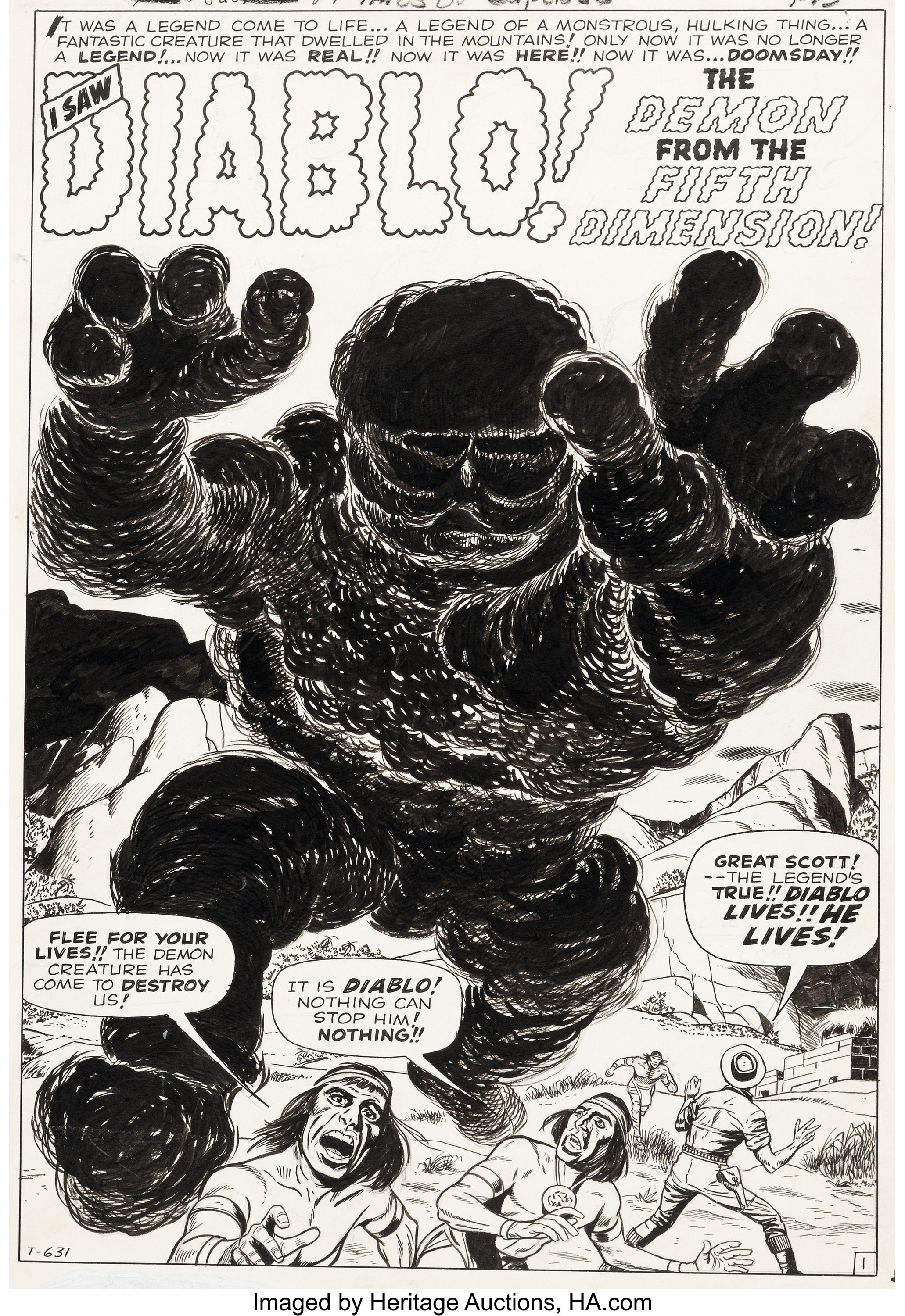 Comic Art For Sale from Coollines Artwork, KIRBY, JACK - Tales To Astonish # 39 pg 1, large size splash fifth Ant-Man issue vs Scarlet Beetle by Comic  Artist(s) Jack Kirby