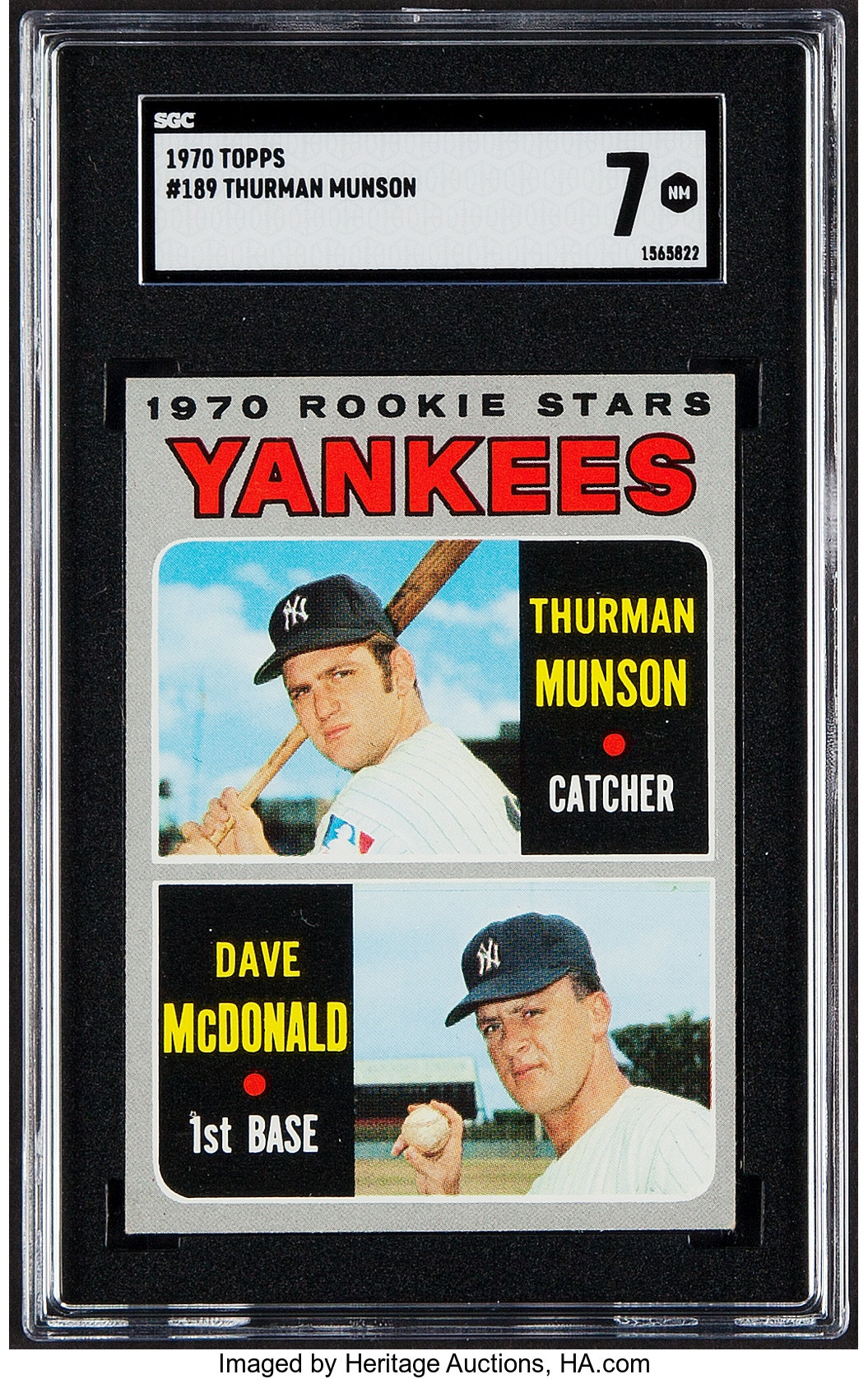 Sold at Auction: (EX+) 1970 Topps Thurman Munson Rookie #189 Baseball Card  - New York Yankees