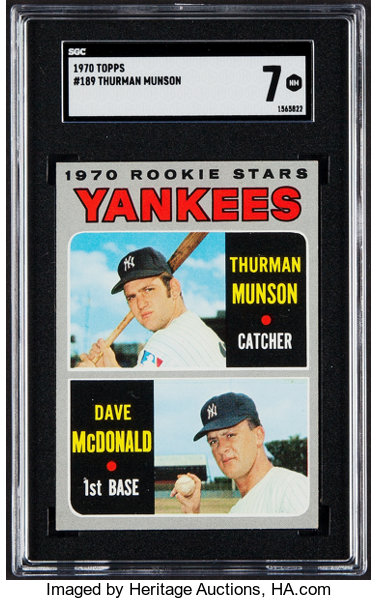 1970 Topps Thurman Munson - Yankees Rookies #189 SGC NM 7., Lot #42016