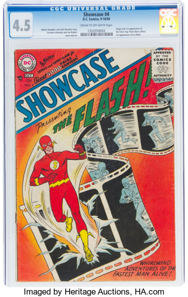 Silver Age (1956-1969):Superhero, Showcase #4 The Flash (DC, 1956) CGC VG+ 4.5 Cream to off-white pages....