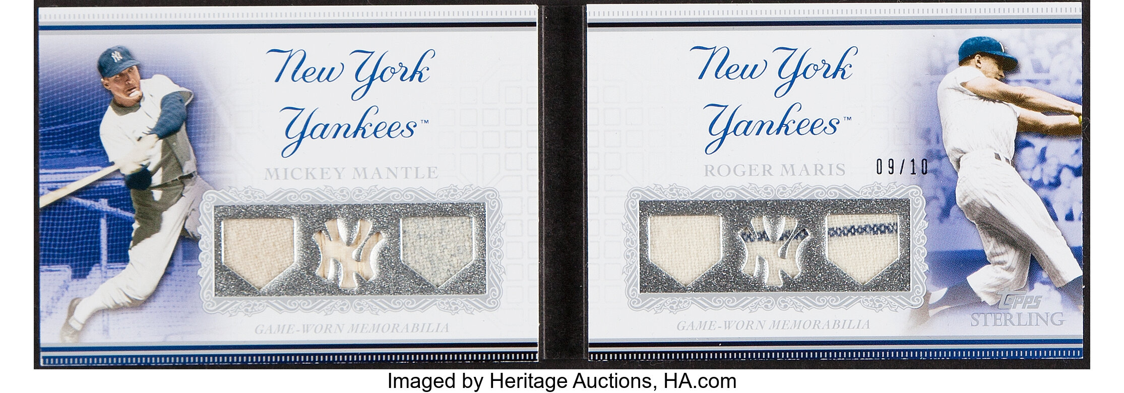 Lot Detail - Mickey Mantle and Roger Maris Yankees Game-Used Relic Cards