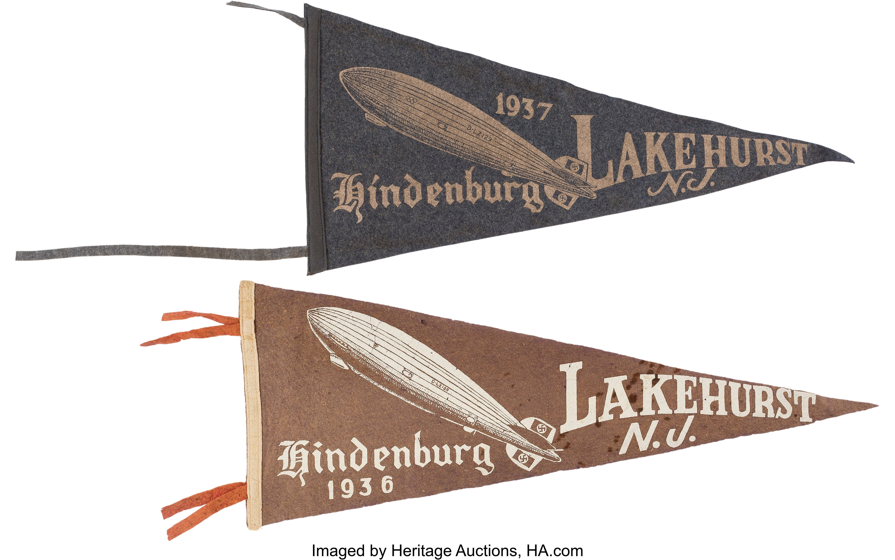 Graf Zeppelin Hindenburg: Felt Pennants.... (Total: 2 Items) | Lot ...