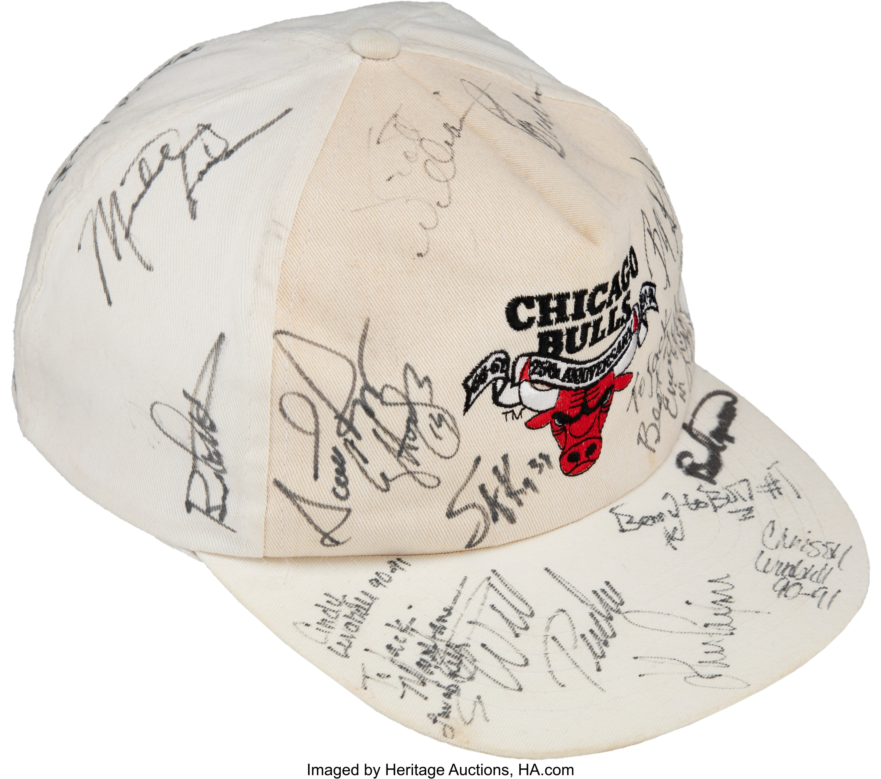 1990-91 Chicago Bulls Team Signed Cap with Michael Jordan, Phil 