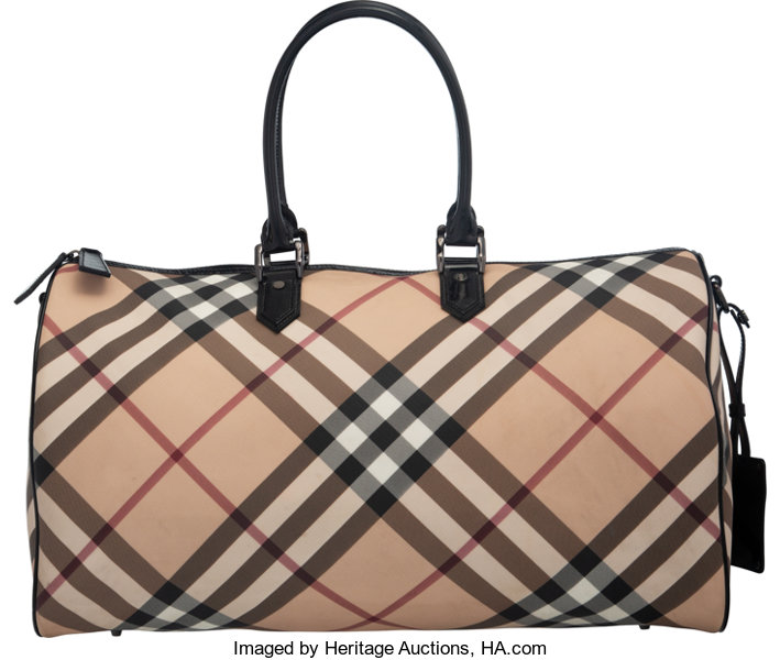 Sold at Auction: AUTHENTIC BURBERRY CANVAS, LEATHER BOSTON BAG