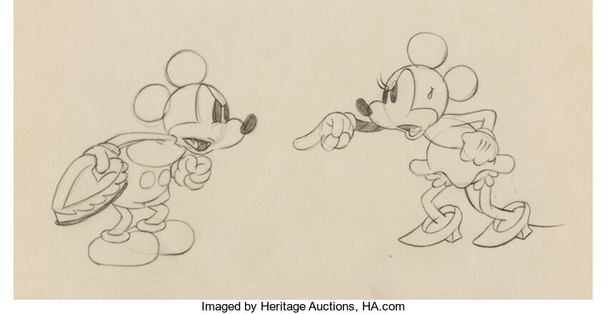 mickey and minnie mouse love drawing