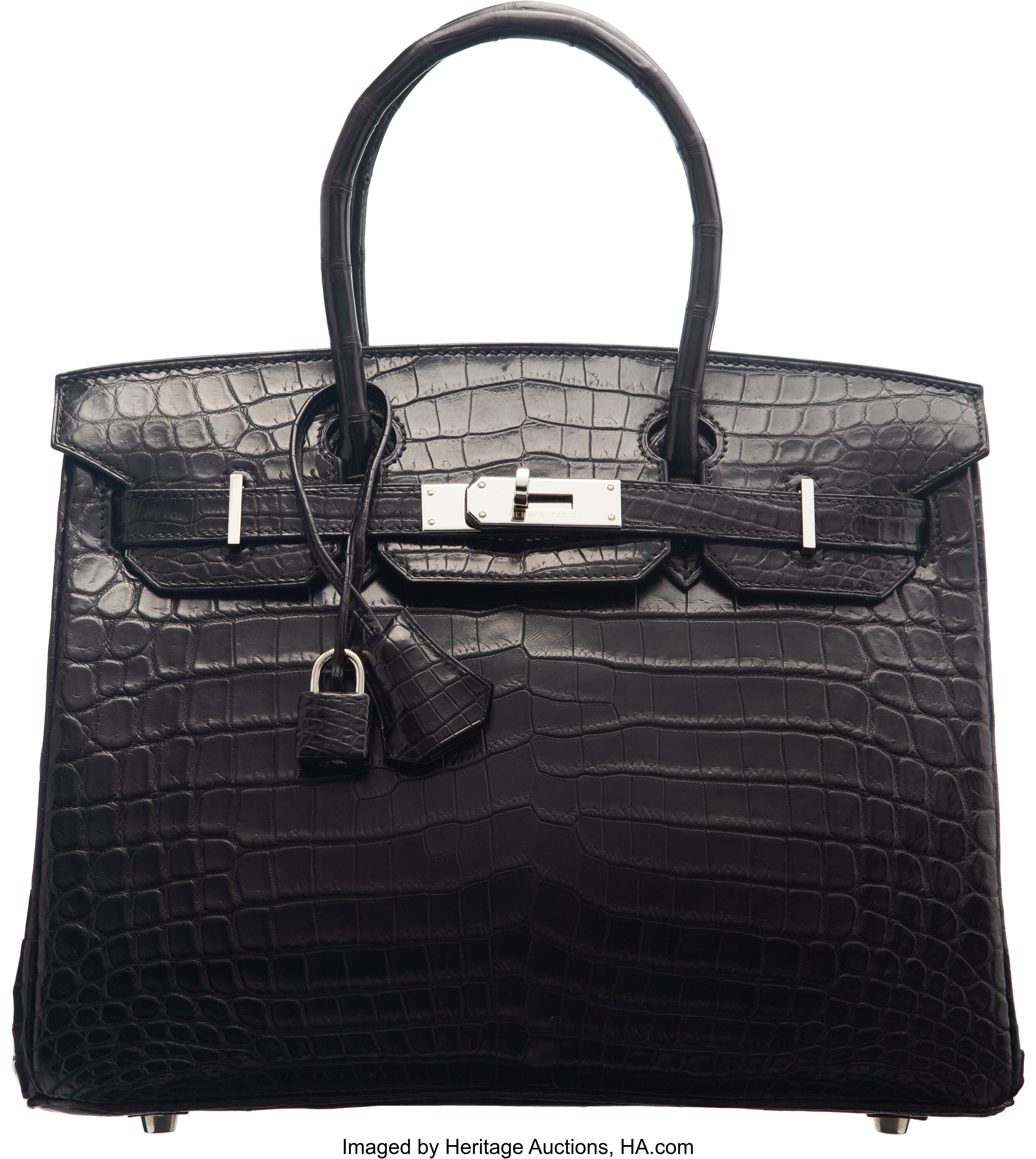 Hermès 30cm Matte Black Niloticus Crocodile Birkin Bag with