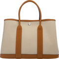 Hermes Abricot Canvas and Gold Negonda Leather Garden Party 30 Bag