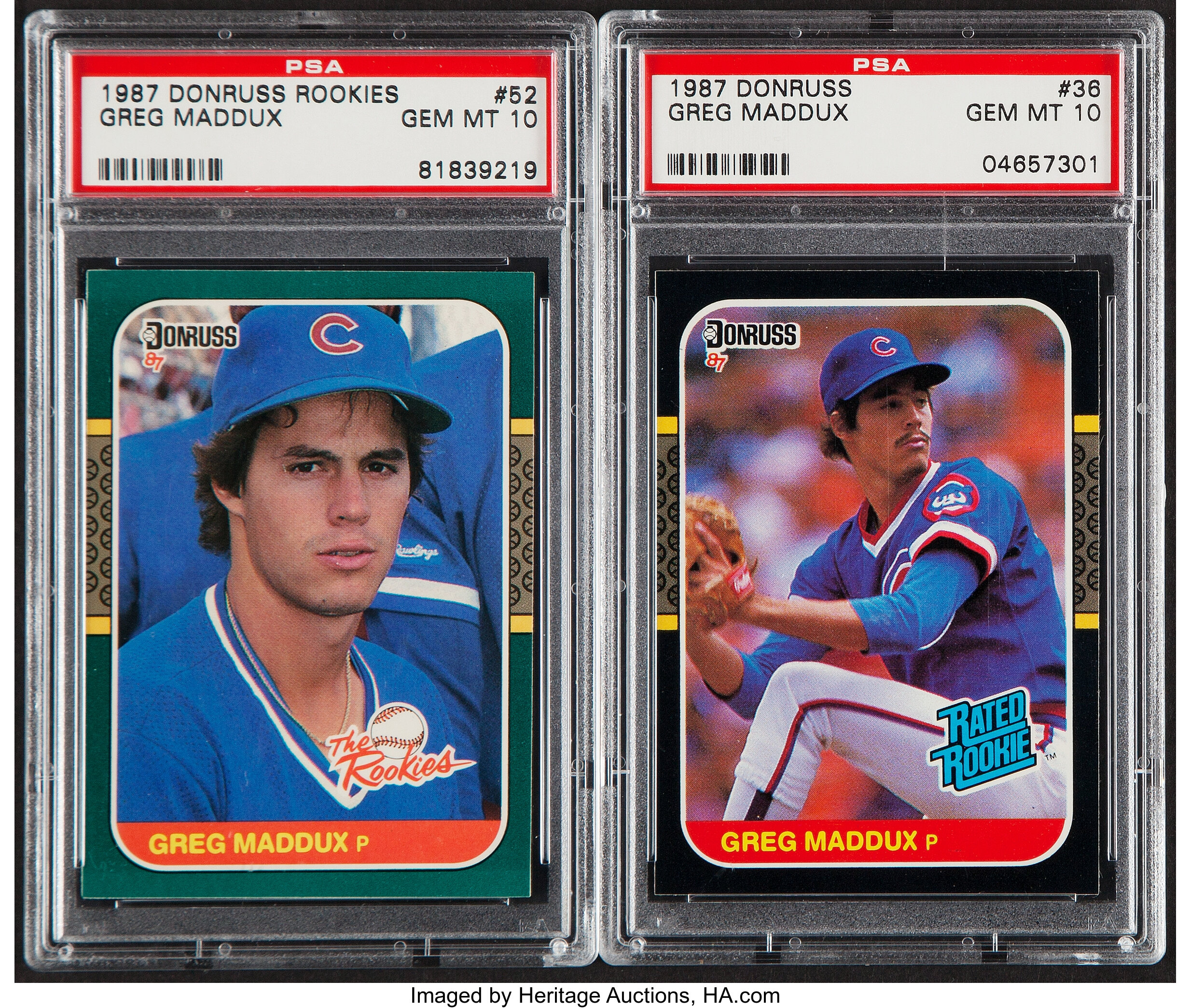 1987 Donruss & 1987 Donruss Rookies Greg Maddux PSA Gem Mint 10 | Lot  #44048 | Heritage Auctions