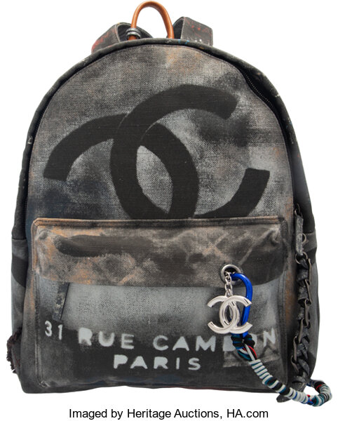 Chanel Runway Graffiti Art School Canvas Backpack with Ruthenium, Lot  #58138