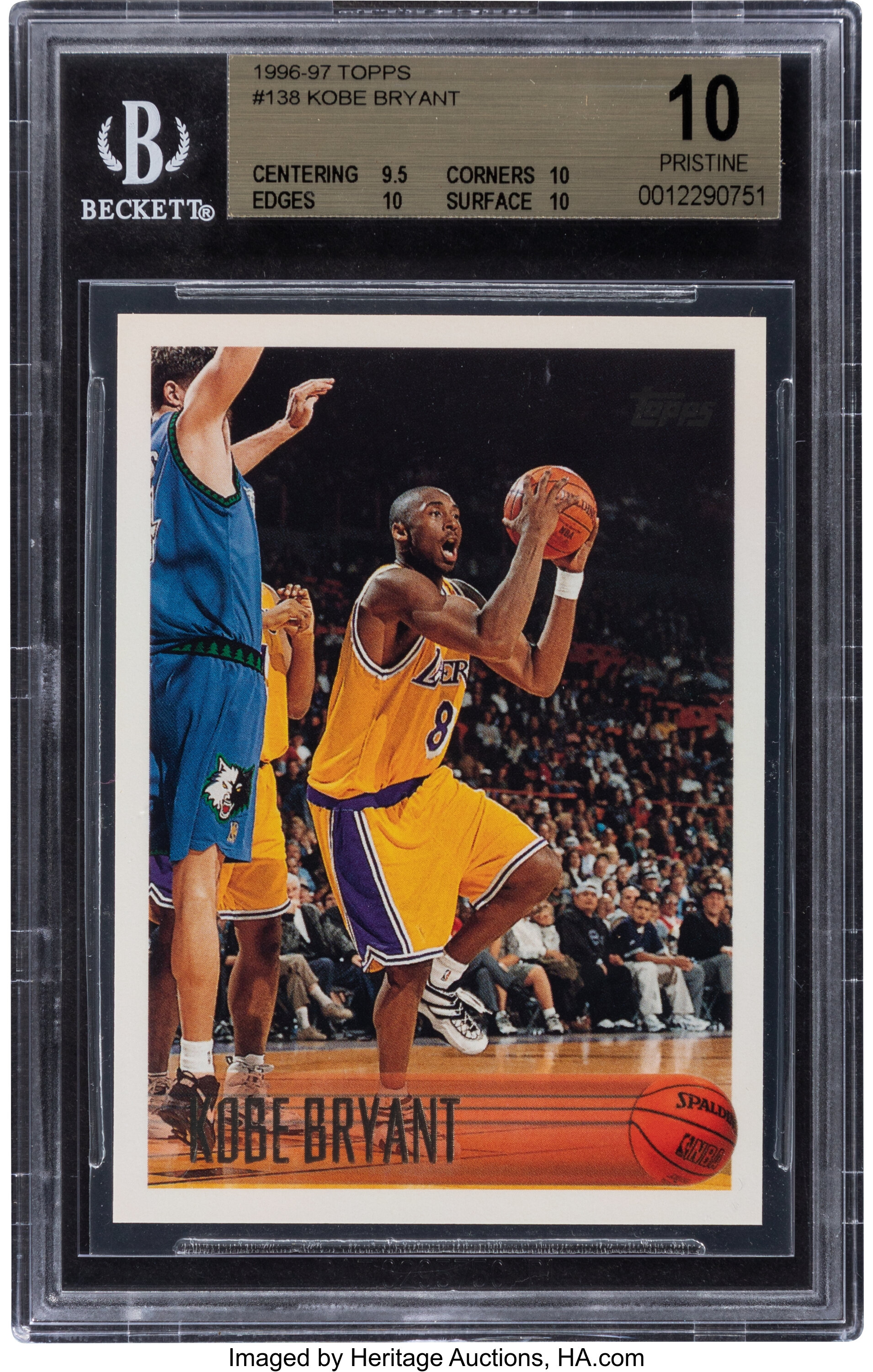 1996 Topps Kobe Bryant #138 BGS Pristine 10 - With Three 