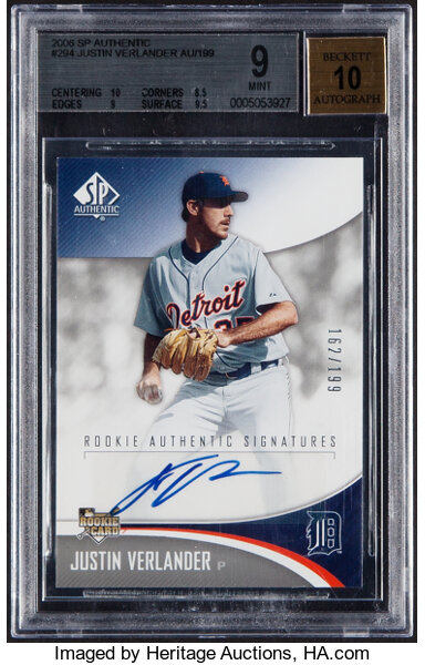 2006 SP Authentic Justin Verlander Rookie Authentic Signatures #294, Lot  #41160