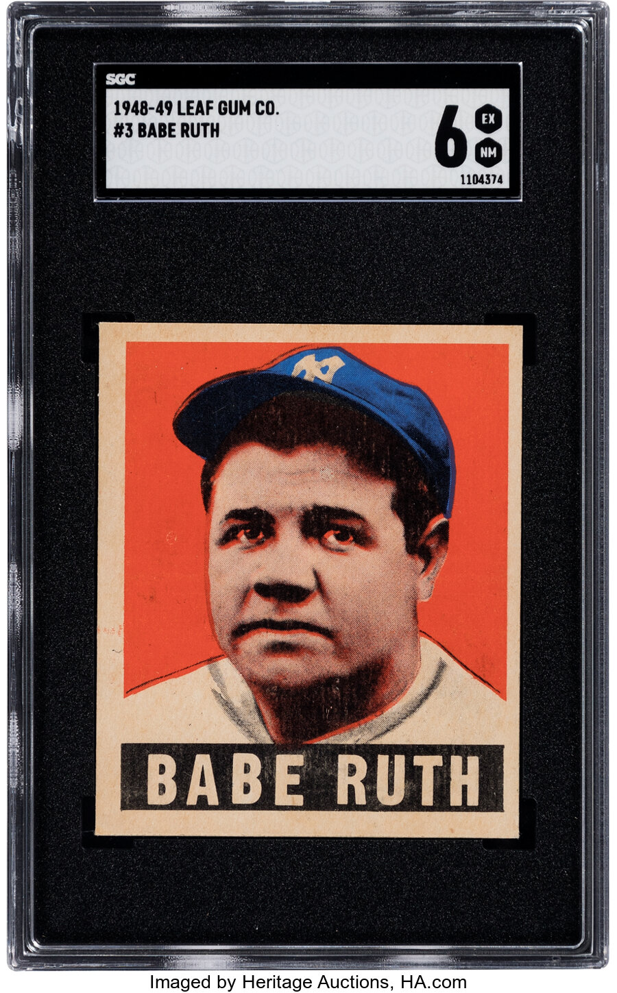 1948 Leaf Babe Ruth #3 SGC EX/NM 6