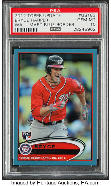 Sold at Auction: (Mint) 2012 Topps Update RC Walmart Blue Bryce Harper  Rookie #US183 Baseball Card