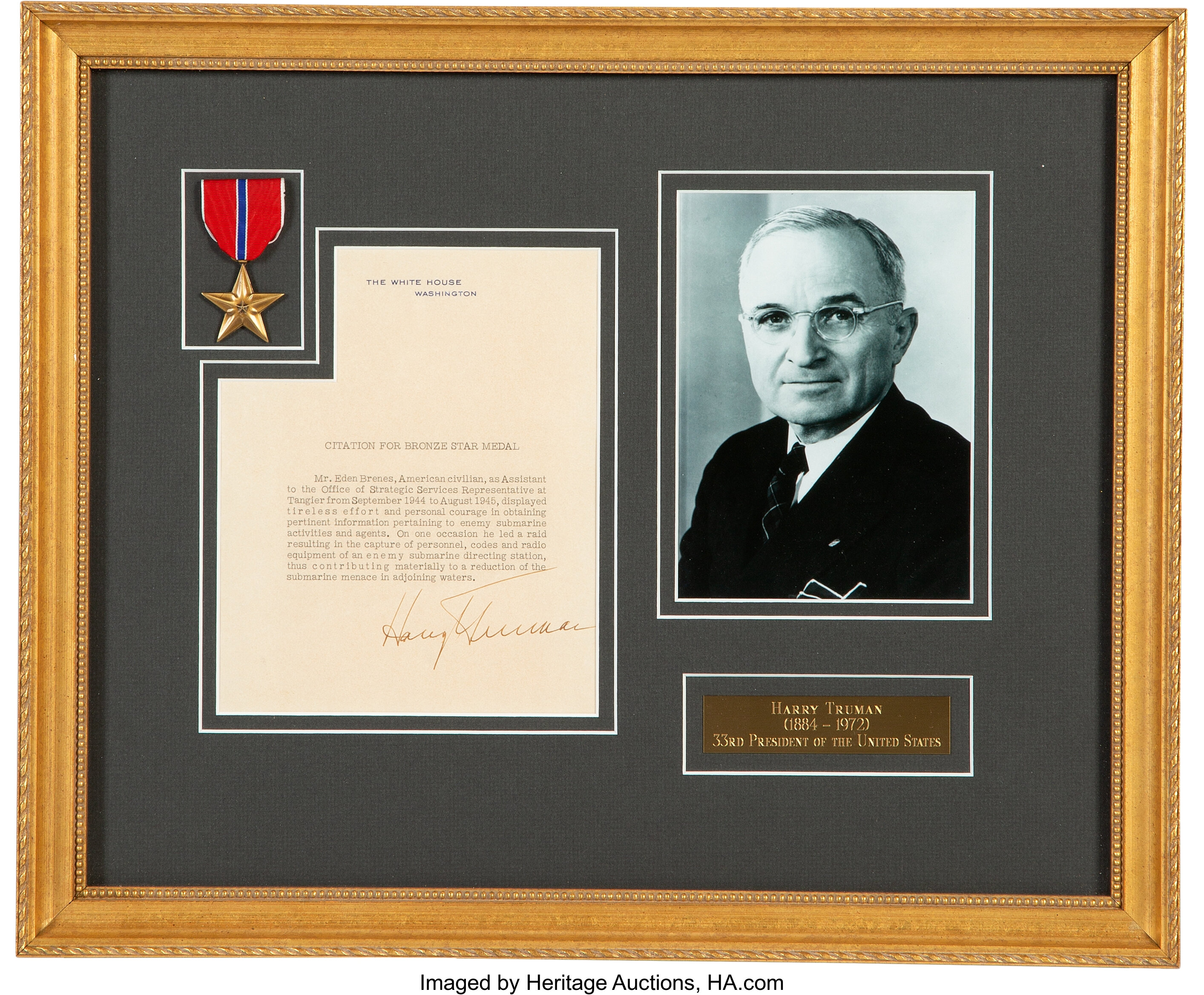 Harry Truman Typed Citation Signed Autographs U S Presidents Lot Heritage Auctions