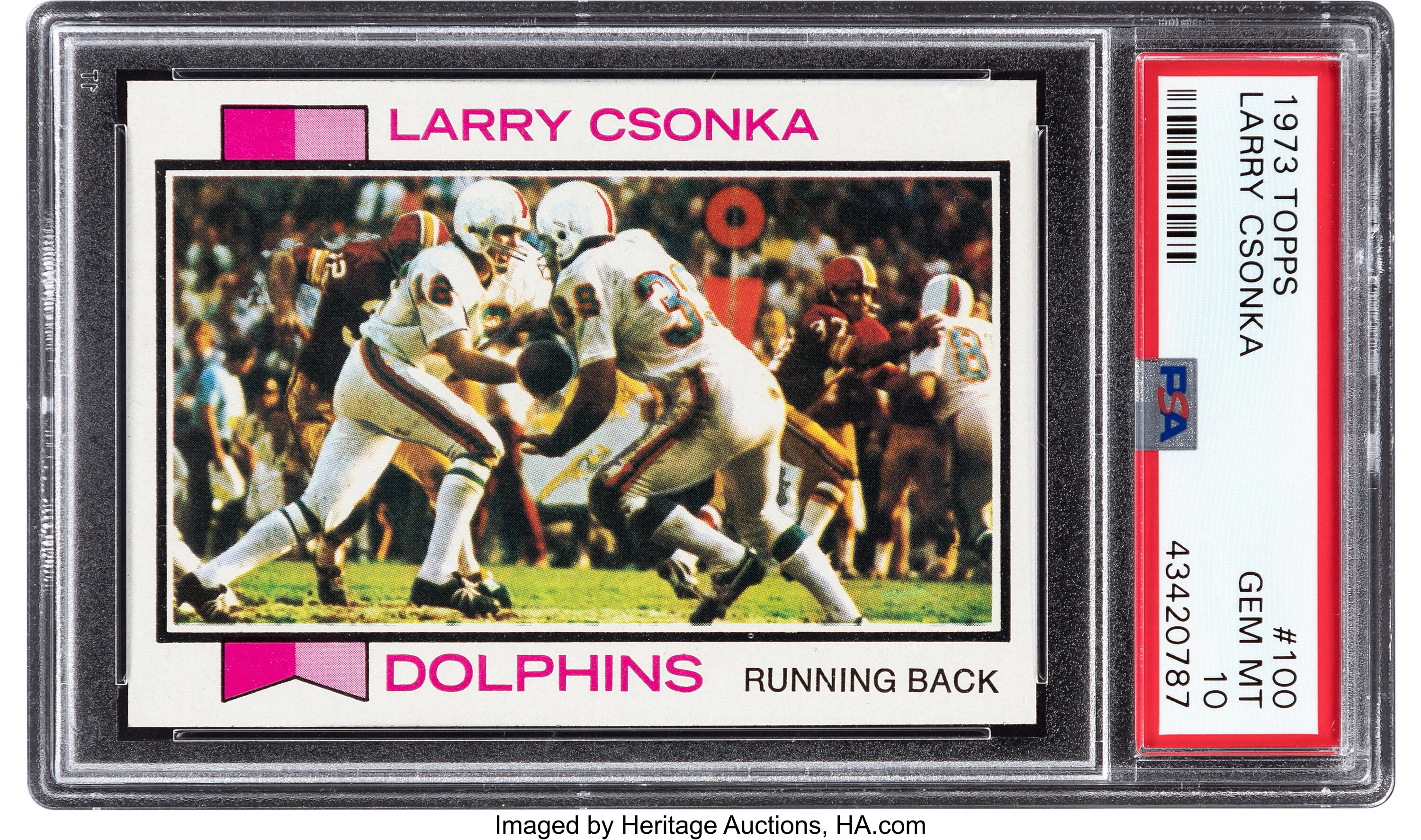 At Auction: 1973 Topps #100 Larry Csonka Miami Dolphins Football Card