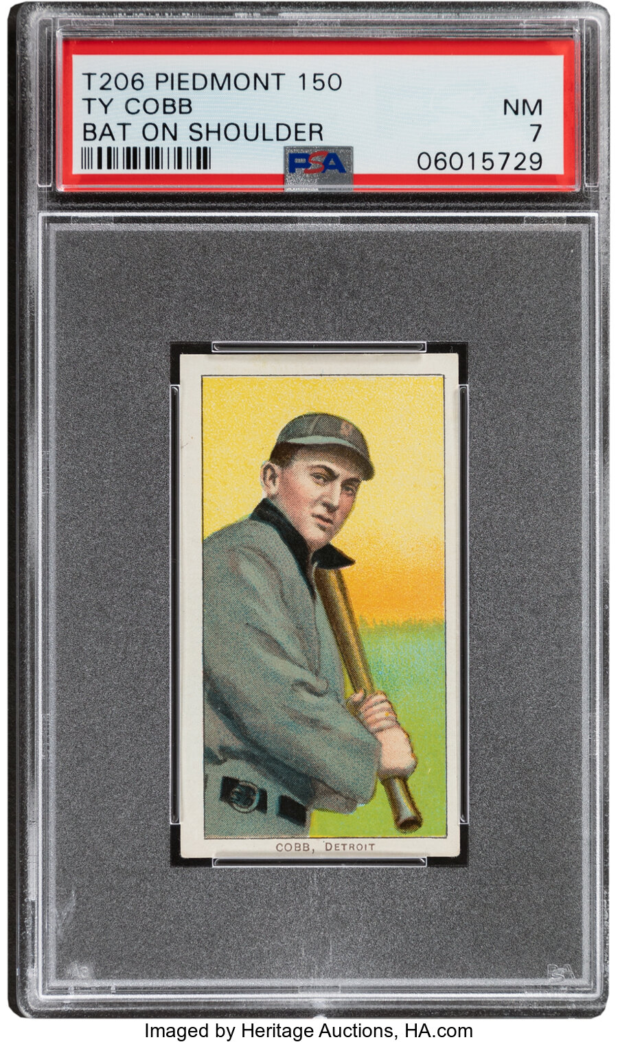 1909-11 T206 Piedmont 150 Ty Cobb (Bat On Shoulder) PSA NM 7 - Pop Four, None Higher With This Brand