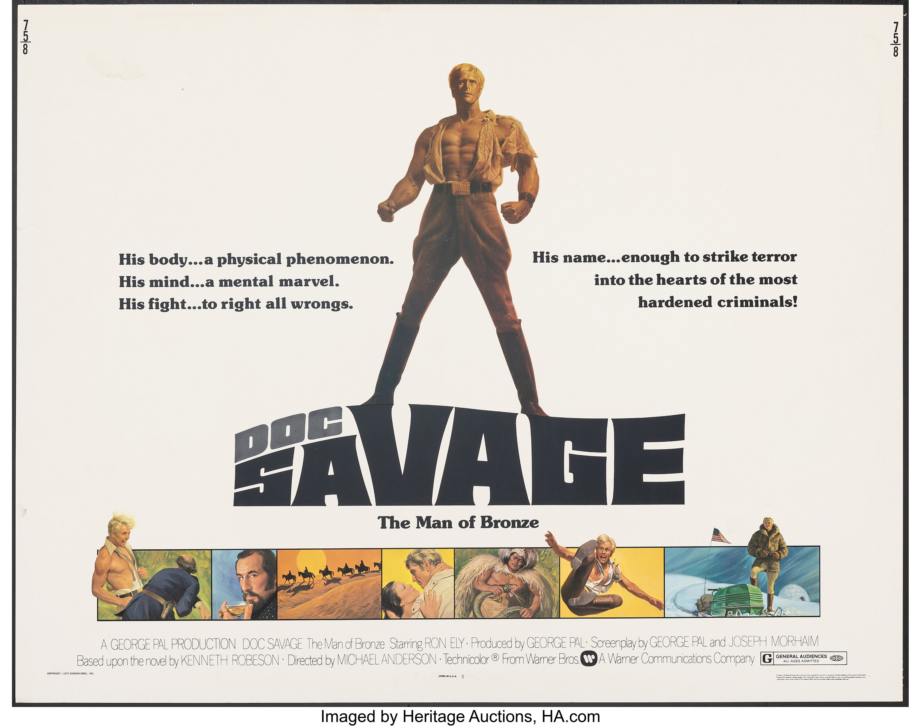 Doc Savage: The Man of Bronze (Warner Bros., 1975). Rolled, | Lot ...