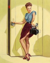 Gil Elvgren (American, 1914-1980) This Ought to Make a Good Shot (Let's Step Inside and See What's Developing)