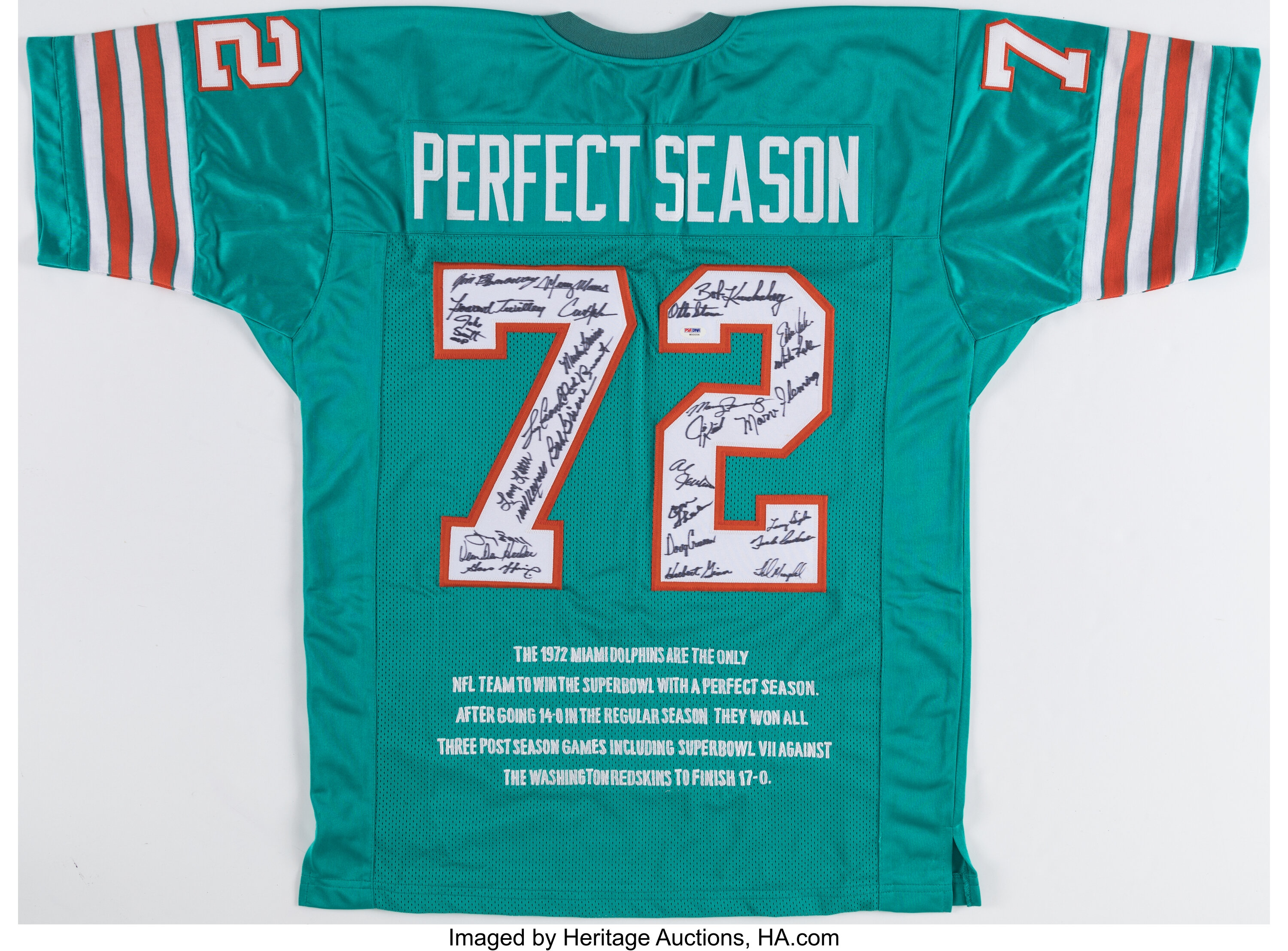 1972 Miami Dolphins Team Signed Undefeated Season Reunion Jersey