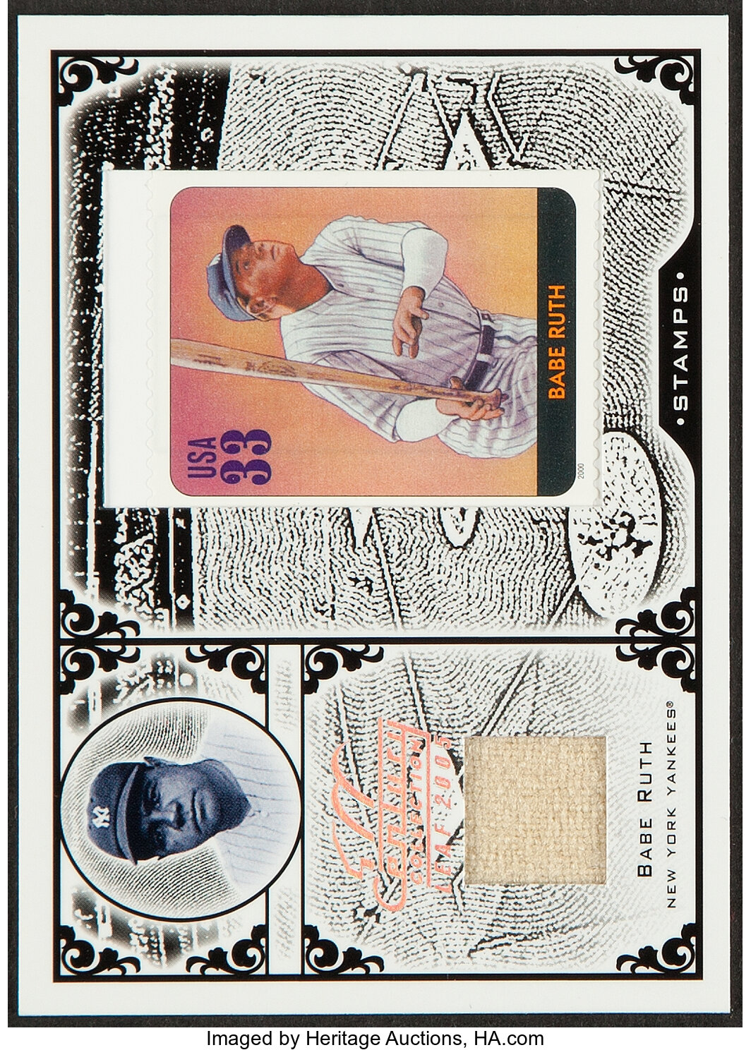 2005 LEAF CENTURY STAMP 3 Cents BABE RUTH /39 PinStripe Jersey Mint Yankees  1/1 - Cardboard Memories