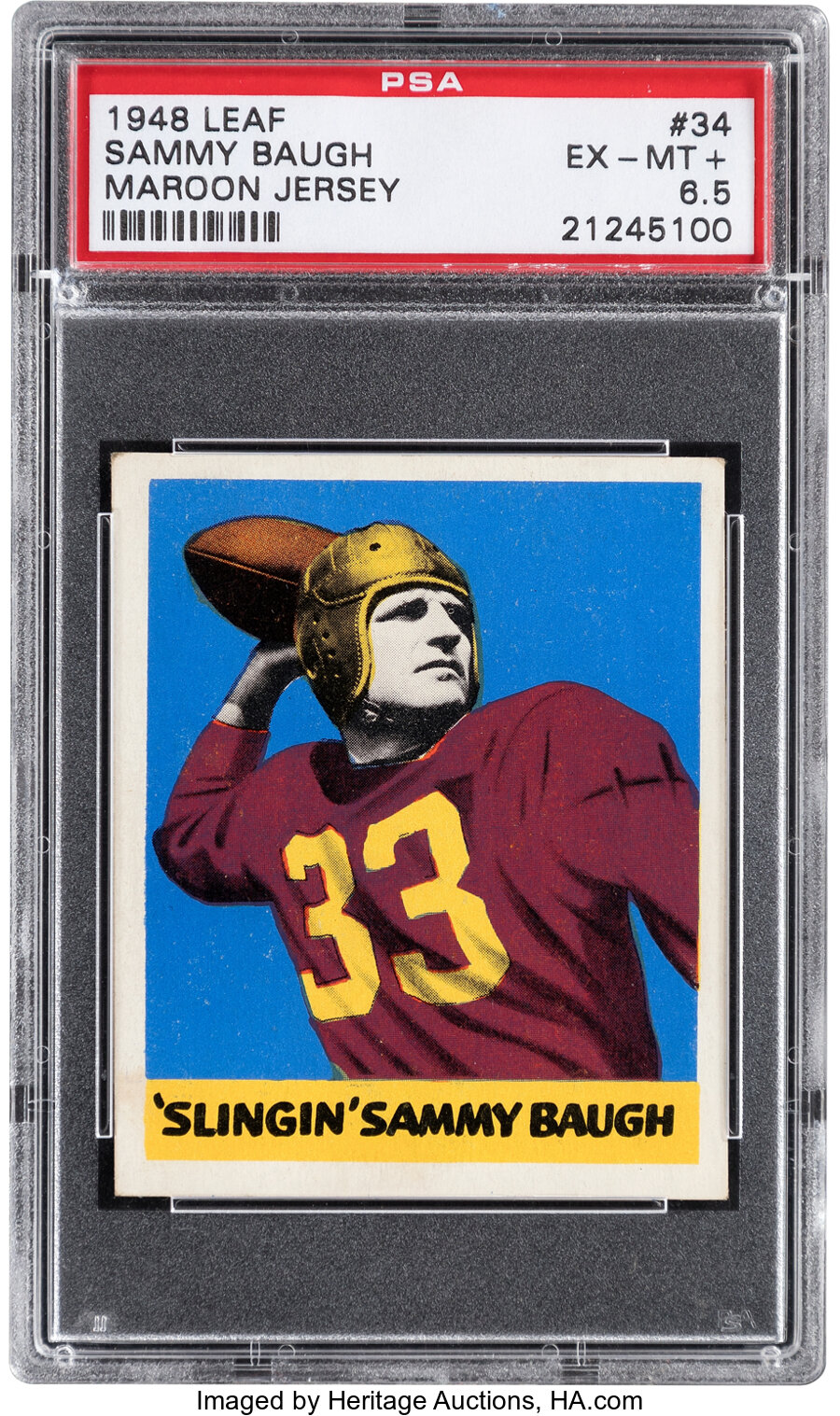 1948 Leaf Sammy Baugh (Maroon Jersey) #34 PSA EX-MT+ 6.5