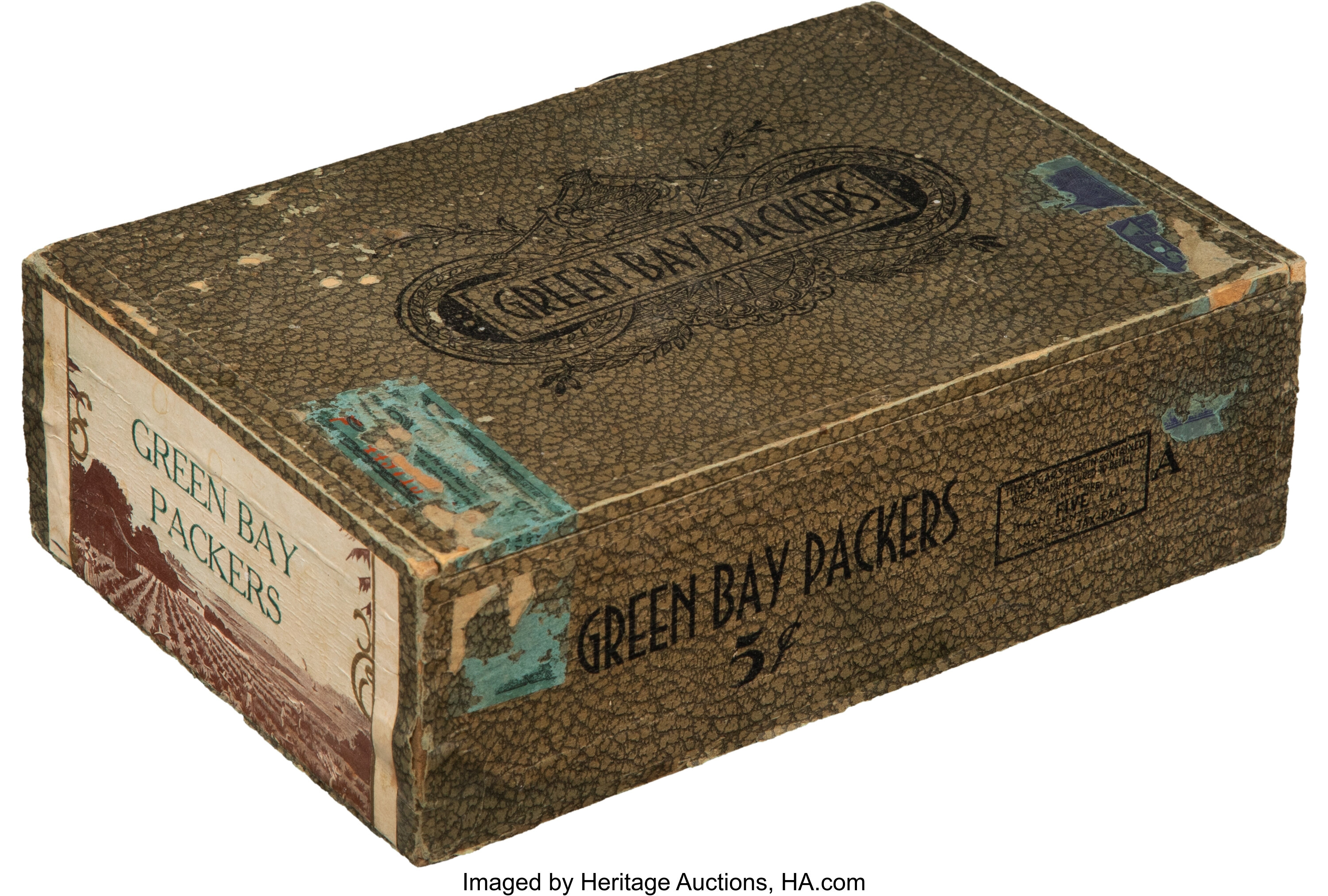 1930's Green Bay Packers Cigar Box. Football Collectibles