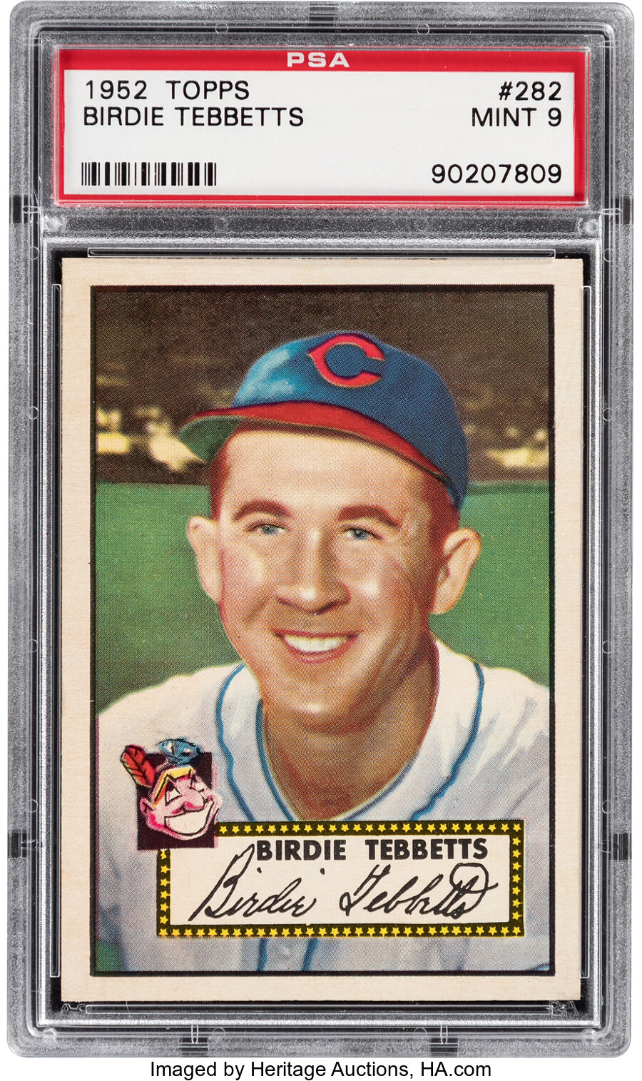 1952 Topps Birdie Tebbetts #282 PSA Mint 9 - Pop Seven - None Higher!