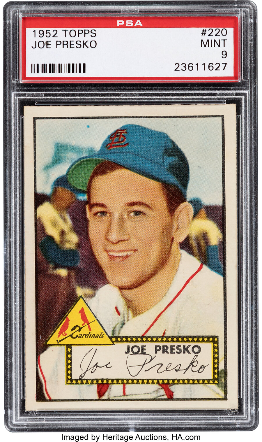 1952 Topps Joe Presko #220 PSA Mint 9 - Pop Three, None Higher!