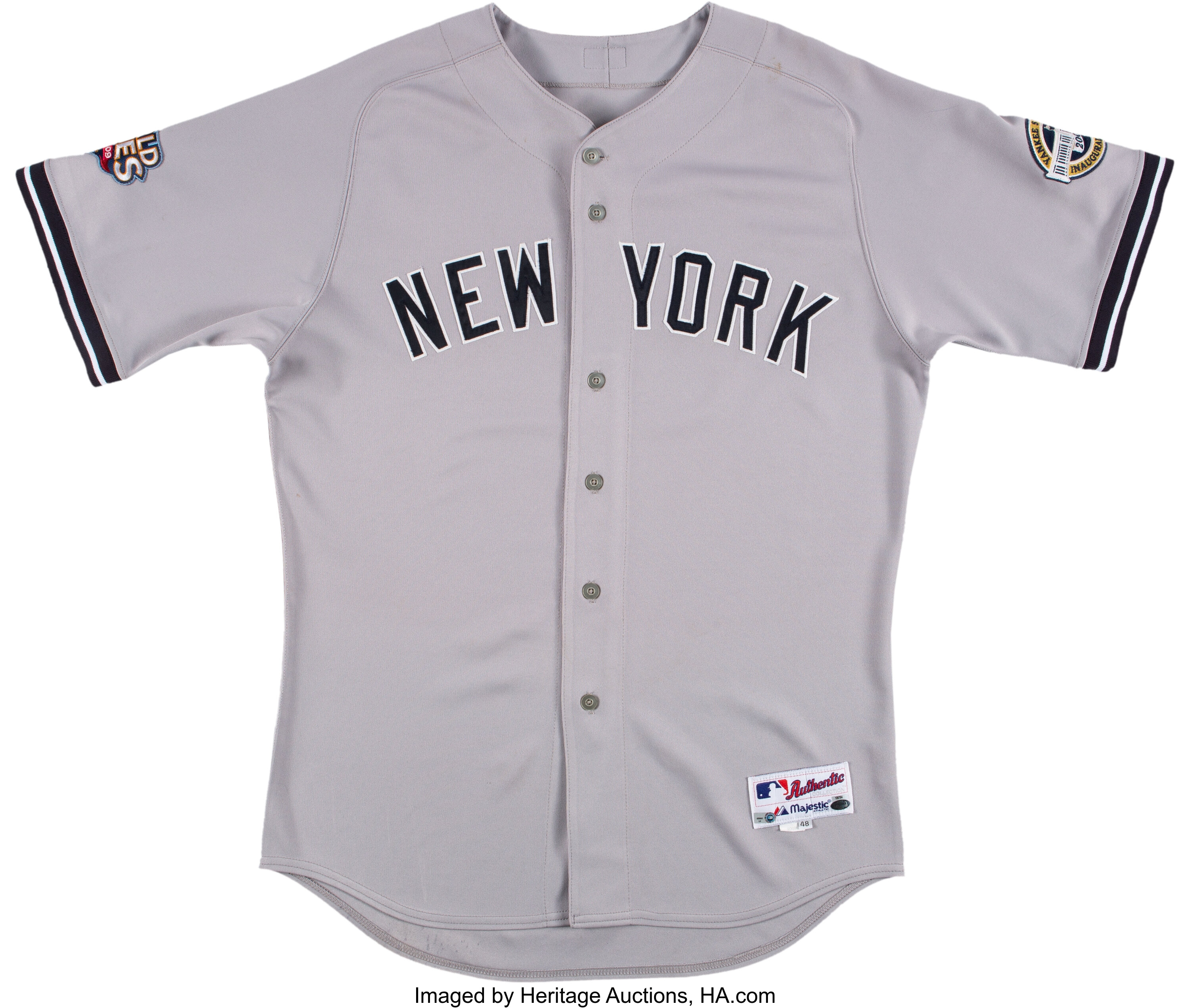 2009 World Series Yankees Authentic Home Jersey Customized with both  Patches and Numbers