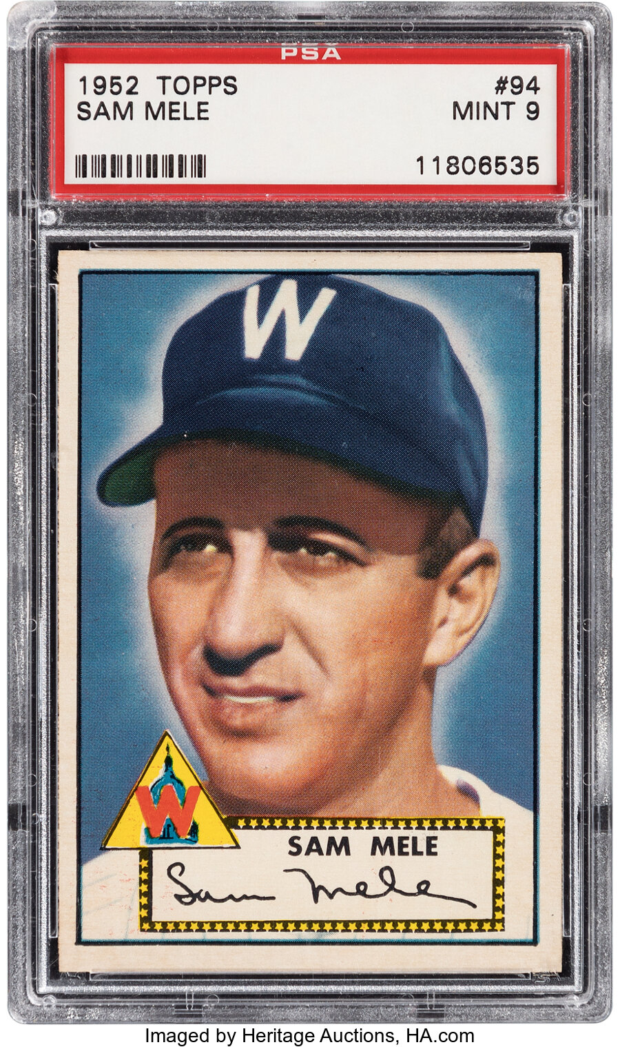1952 Topps Sam Mele #94 PSA Mint 9 - Pop Five, None Higher!