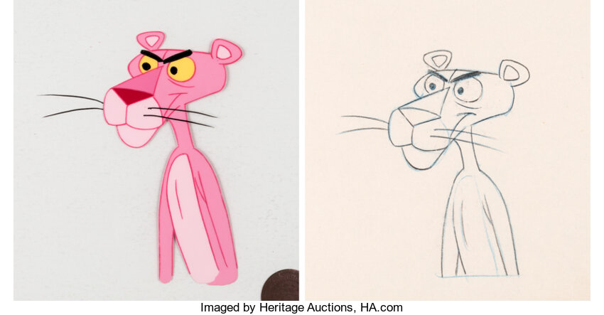 Friz Freleng Pink Panther Original Production Drawing from Olympinks 1980