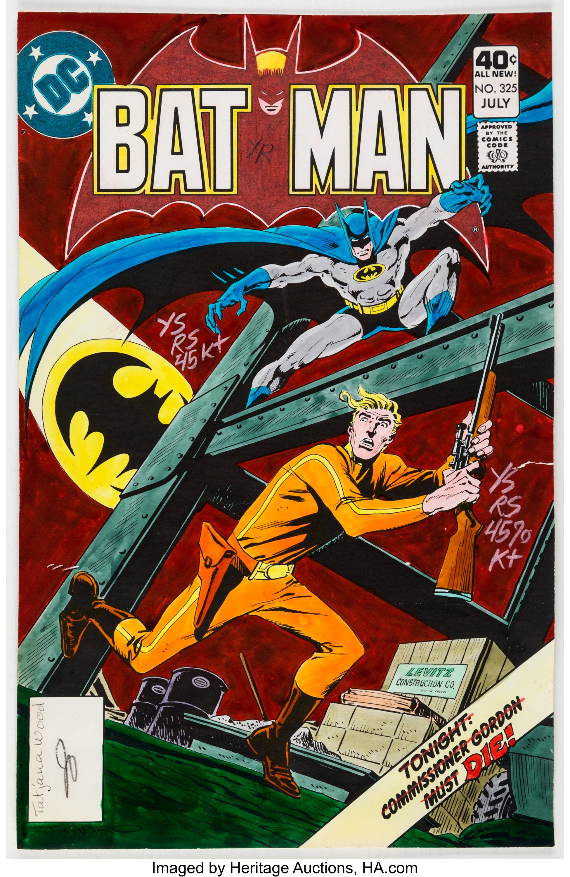 Tatjana Wood Batman #325 Cover Color Guide (DC Comics, 1980).... | Lot  #11990 | Heritage Auctions