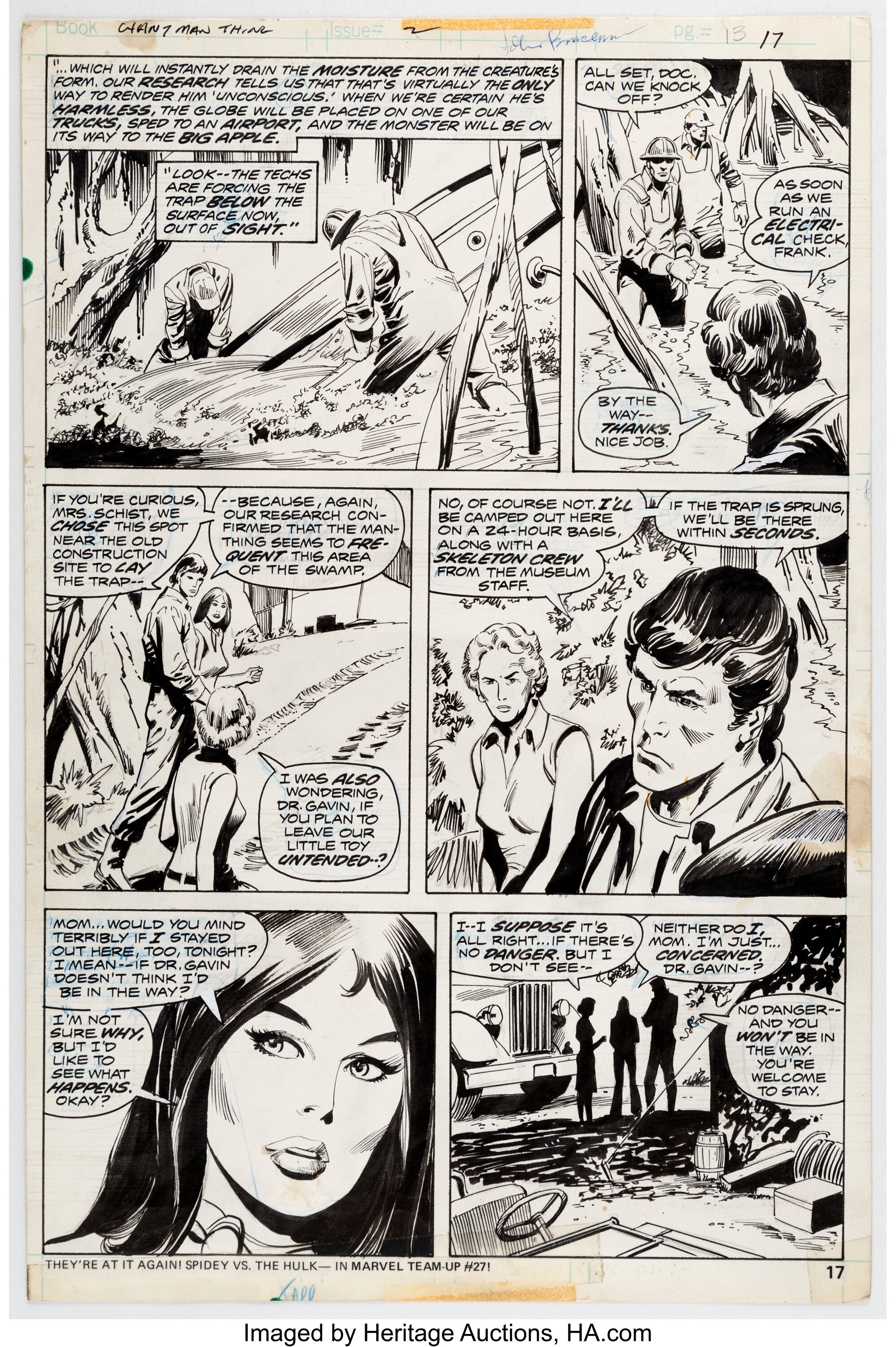 John Buscema and Klaus Janson Giant-Size Man-Thing #2 Story Page 13 ...